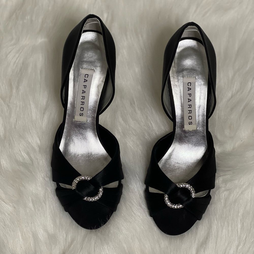 Caparros Black Rhinestone Heels 6 1/2